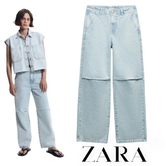 ZARA | Light Blue | MID-RISE Z1975 BALLOON JEANS - Picture 1 of 11